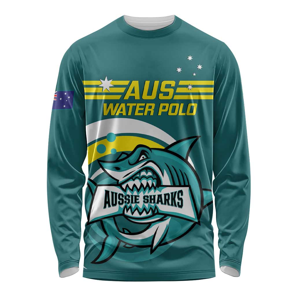 Custom Australia Water Polo 2024 Long Sleeve Shirt Aussie Shark Sporty Version