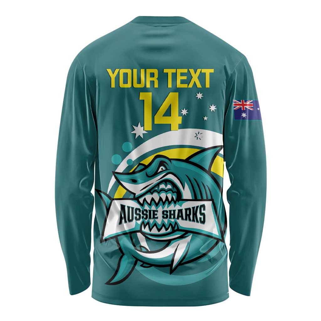 Custom Australia Water Polo 2024 Long Sleeve Shirt Aussie Shark Sporty Version