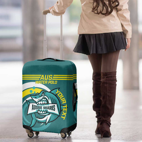 Custom Australia Water Polo 2024 Luggage Cover Aussie Shark Sporty Version