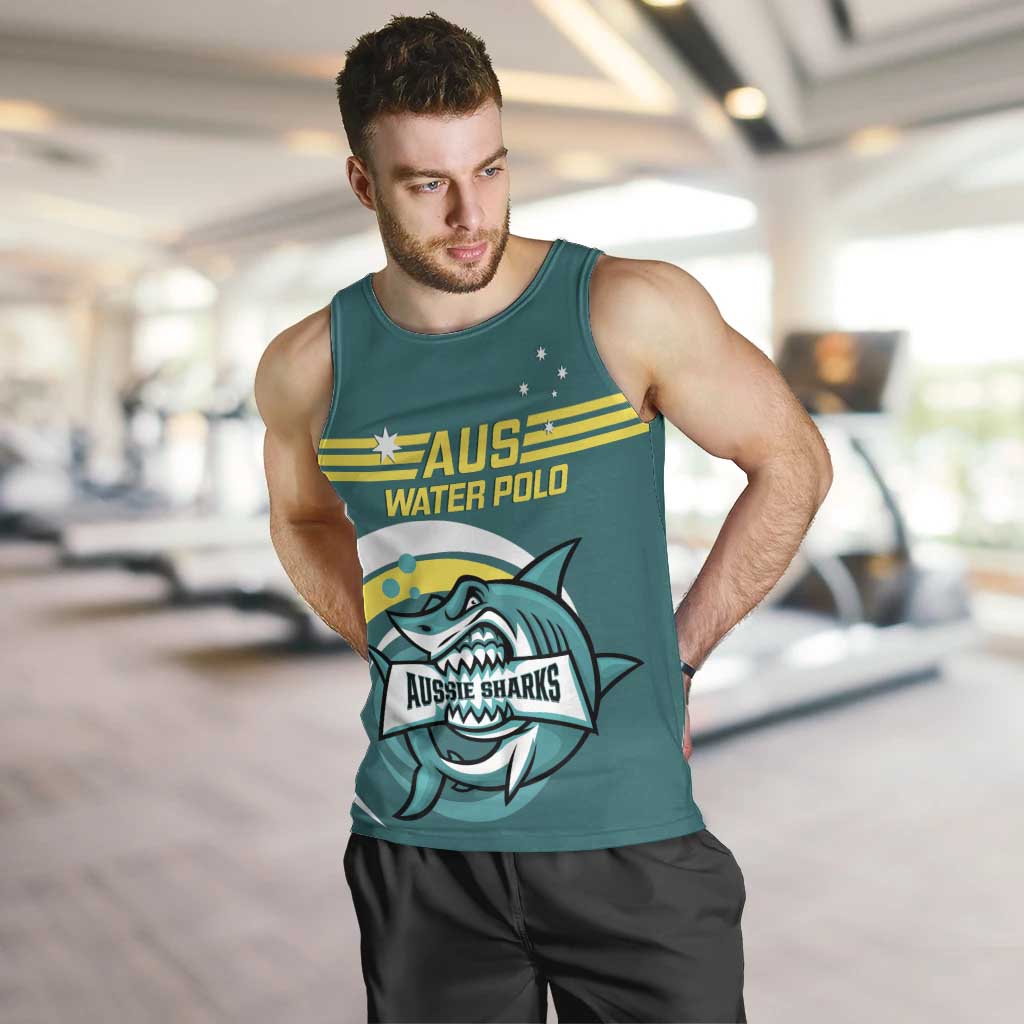 Custom Australia Water Polo 2024 Men Tank Top Aussie Shark Sporty Version