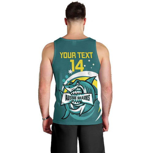 Custom Australia Water Polo 2024 Men Tank Top Aussie Shark Sporty Version