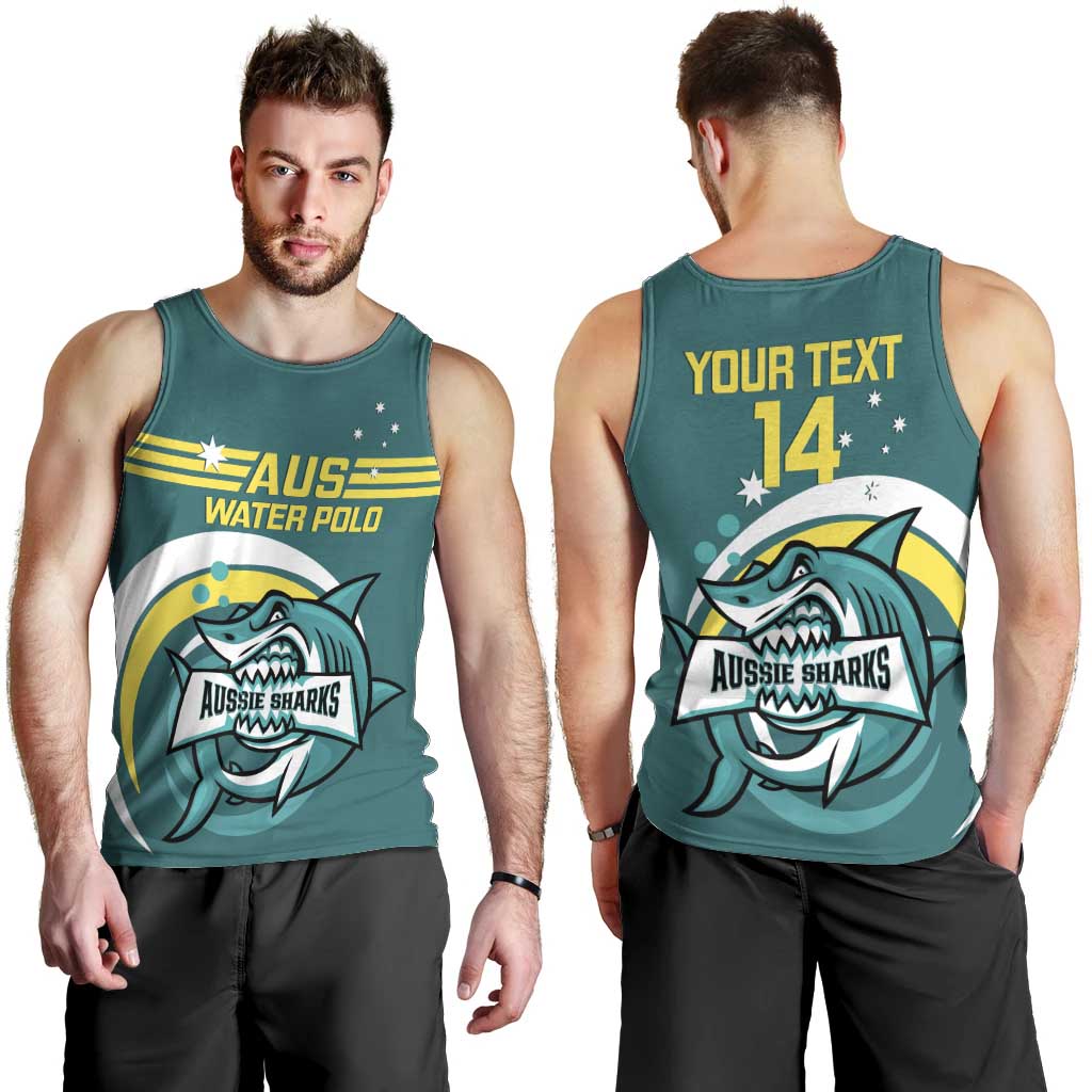 Custom Australia Water Polo 2024 Men Tank Top Aussie Shark Sporty Version