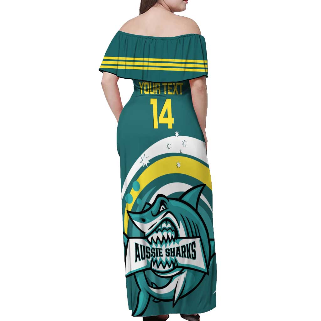Custom Australia Water Polo 2024 Off Shoulder Maxi Dress Aussie Shark Sporty Version