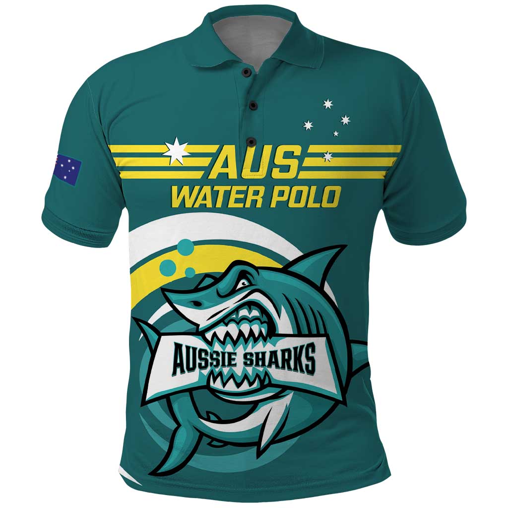 Custom Australia Water Polo 2024 Polo Shirt Aussie Shark Sporty Version