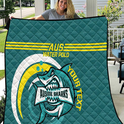 Custom Australia Water Polo 2024 Quilt Aussie Shark Sporty Version