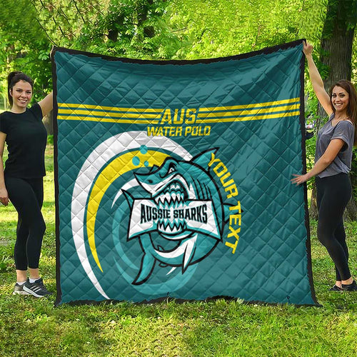 Custom Australia Water Polo 2024 Quilt Aussie Shark Sporty Version