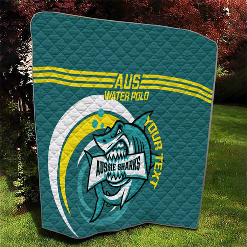 Custom Australia Water Polo 2024 Quilt Aussie Shark Sporty Version