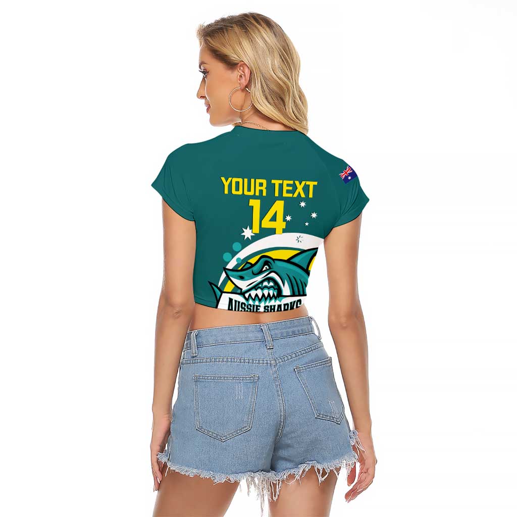 Custom Australia Water Polo 2024 Raglan Cropped T Shirt Aussie Shark Sporty Version