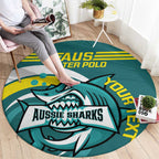 Custom Australia Water Polo 2024 Round Carpet Aussie Shark Sporty Version