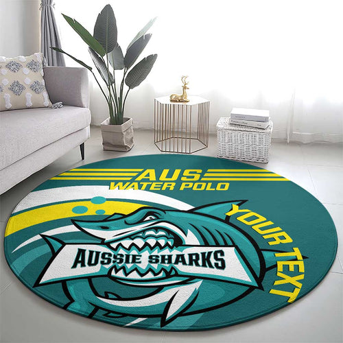 Custom Australia Water Polo 2024 Round Carpet Aussie Shark Sporty Version