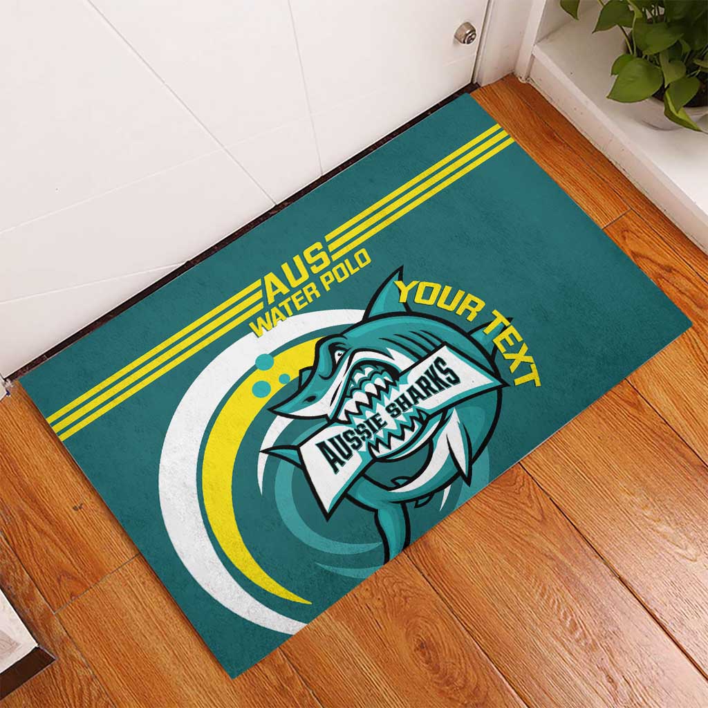 Custom Australia Water Polo 2024 Rubber Doormat Aussie Shark Sporty Version