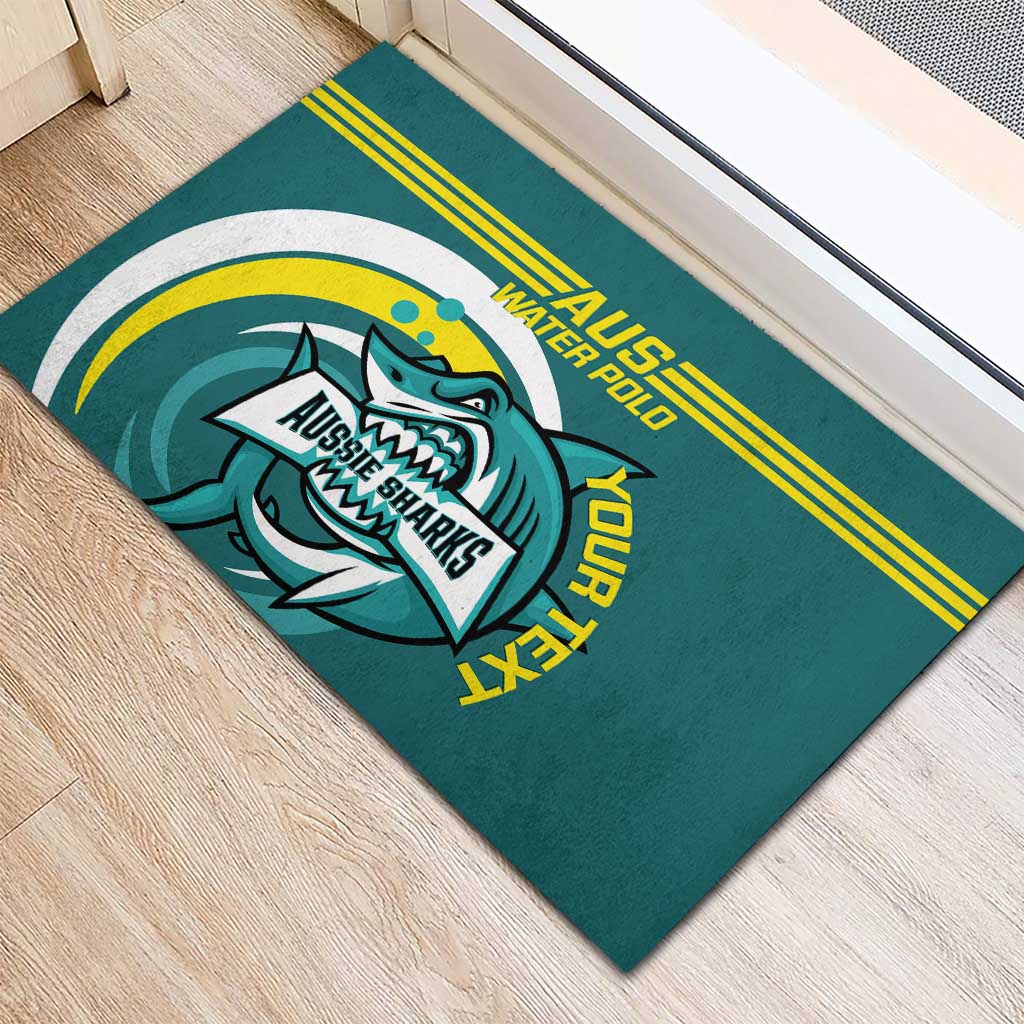 Custom Australia Water Polo 2024 Rubber Doormat Aussie Shark Sporty Version