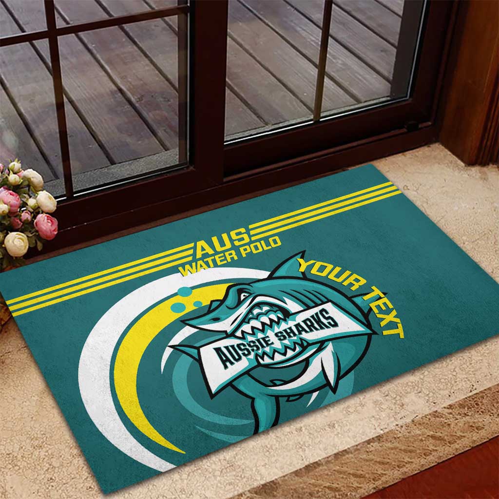 Custom Australia Water Polo 2024 Rubber Doormat Aussie Shark Sporty Version