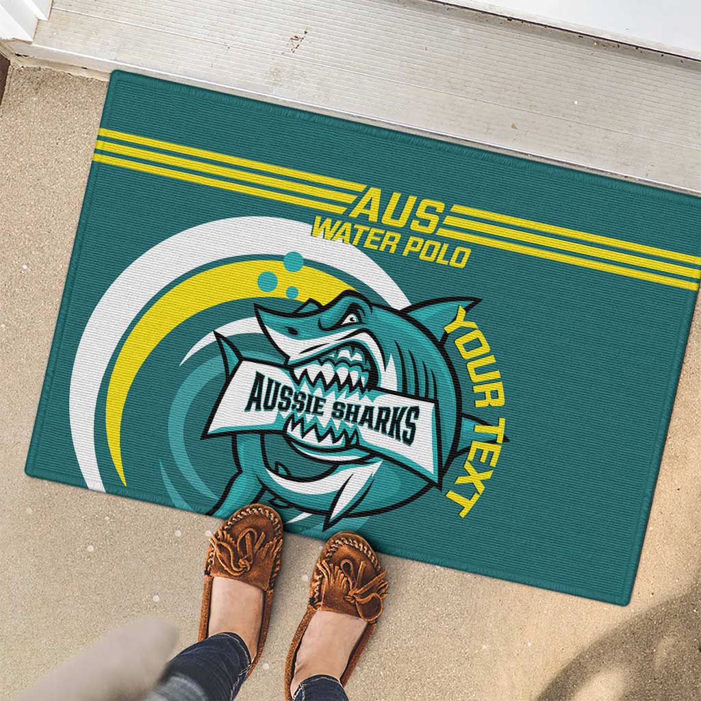 Custom Australia Water Polo 2024 Rubber Doormat Aussie Shark Sporty Version