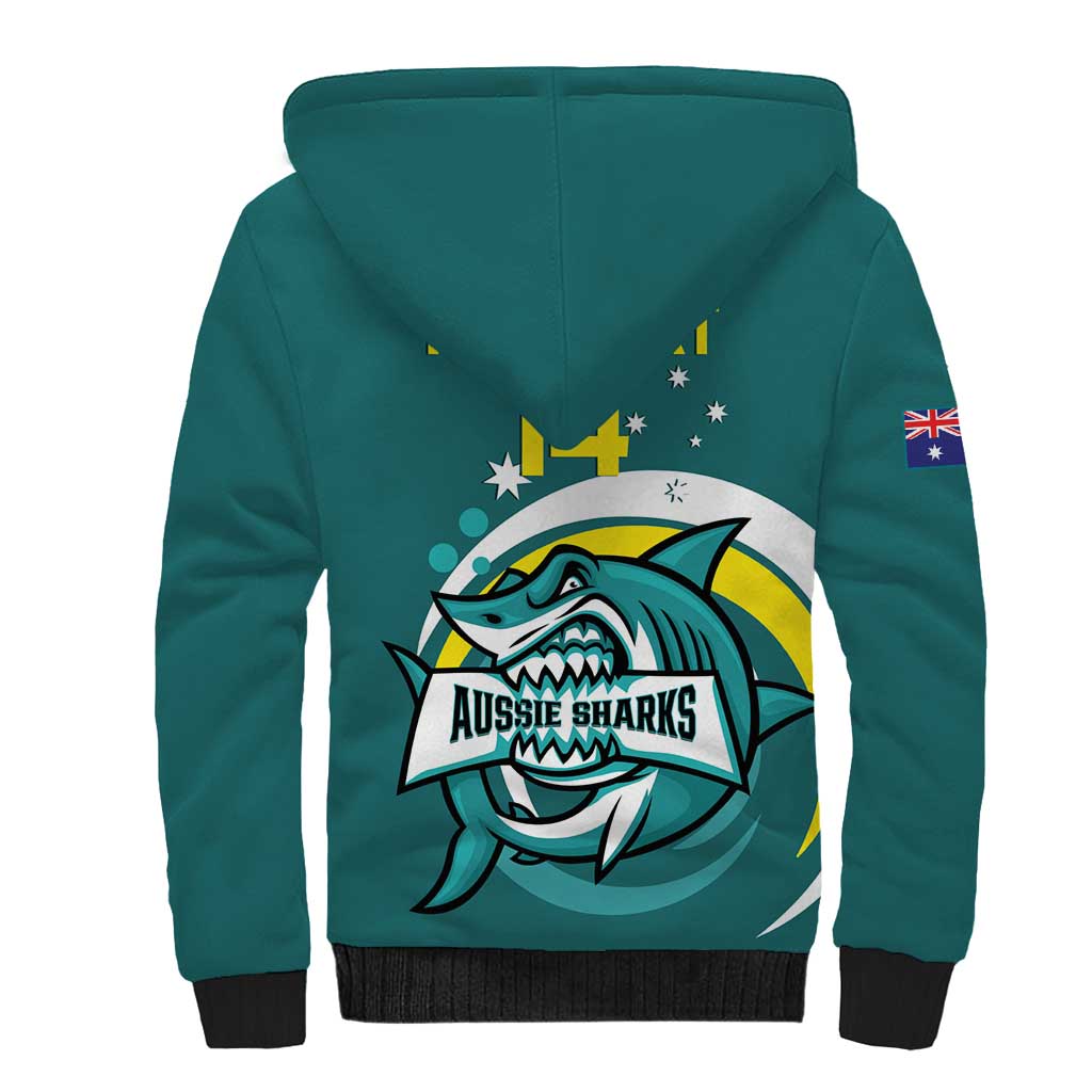 Custom Australia Water Polo 2024 Sherpa Hoodie Aussie Shark Sporty Version