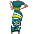Custom Australia Water Polo 2024 Short Sleeve Bodycon Dress Aussie Shark Sporty Version