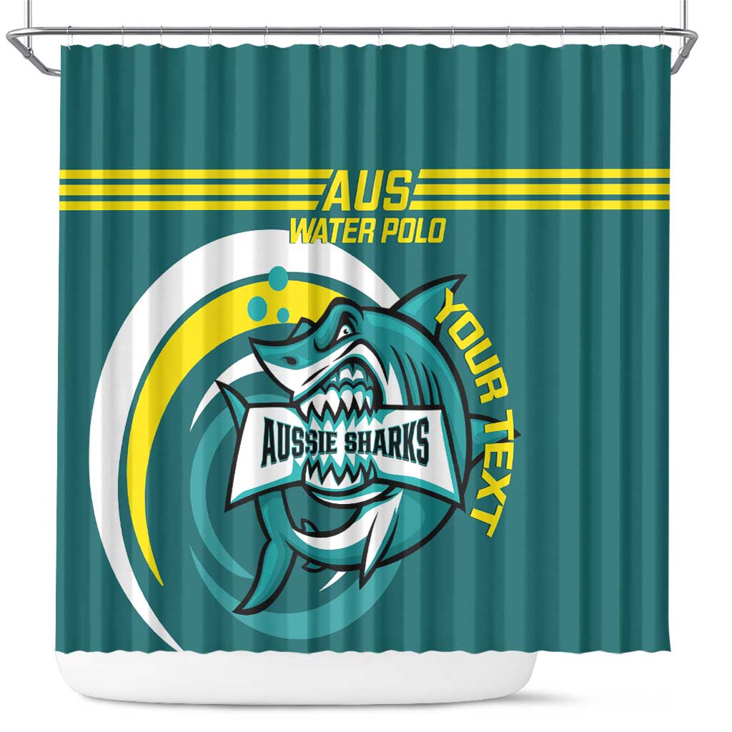 Custom Australia Water Polo 2024 Shower Curtain Aussie Shark Sporty Version