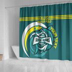 Custom Australia Water Polo 2024 Shower Curtain Aussie Shark Sporty Version