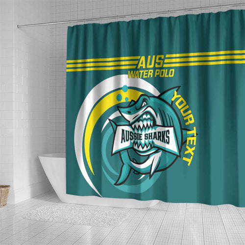 Custom Australia Water Polo 2024 Shower Curtain Aussie Shark Sporty Version