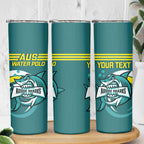 Personalised Australia Water Polo 2024 Skinny Tumbler Aussie Shark Sporty Version