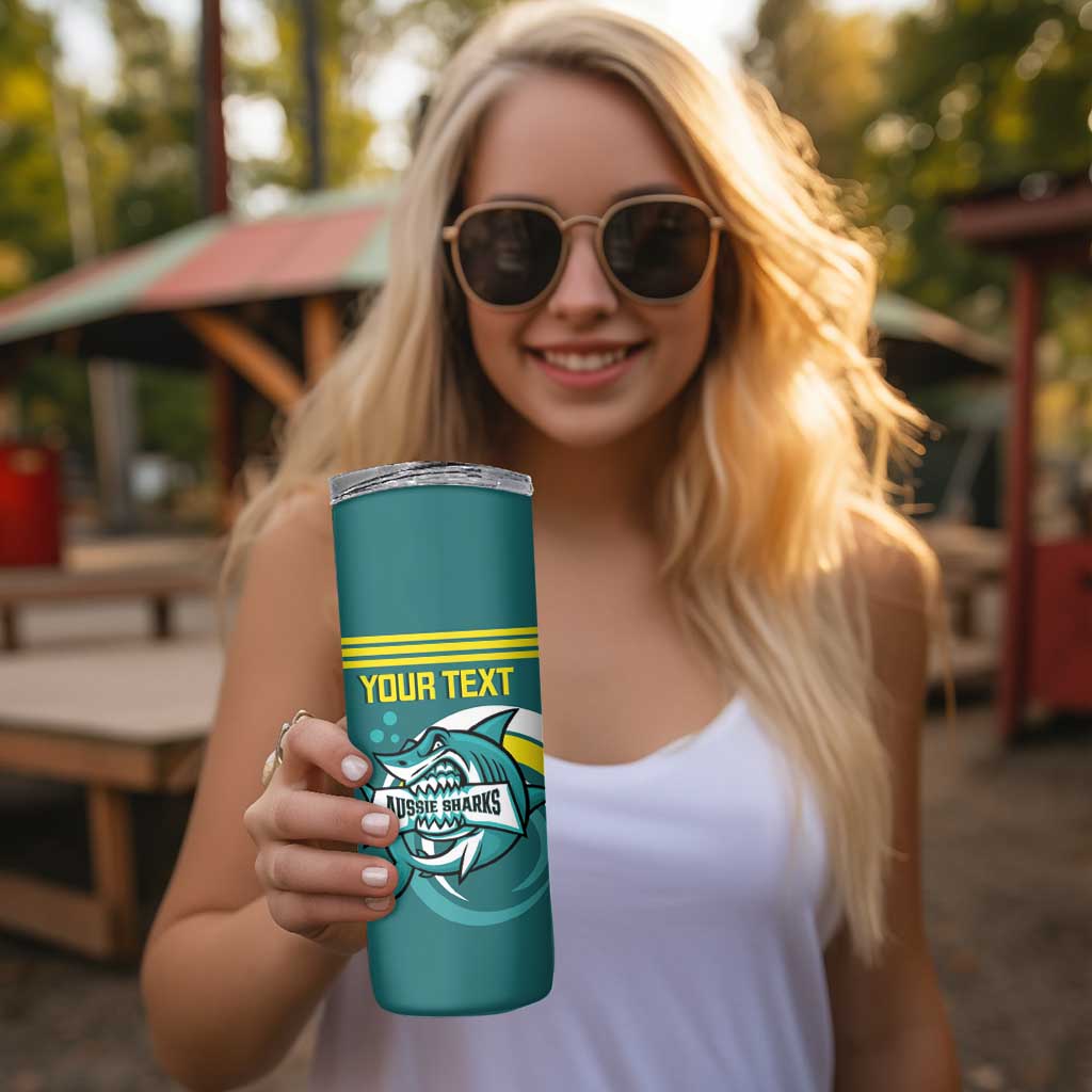 Personalised Australia Water Polo 2024 Skinny Tumbler Aussie Shark Sporty Version