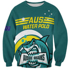 Custom Australia Water Polo 2024 Sweatshirt Aussie Shark Sporty Version