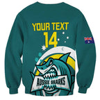 Custom Australia Water Polo 2024 Sweatshirt Aussie Shark Sporty Version