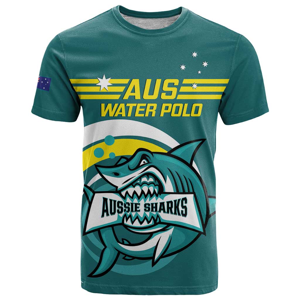 Custom Australia Water Polo 2024 T Shirt Aussie Shark Sporty Version