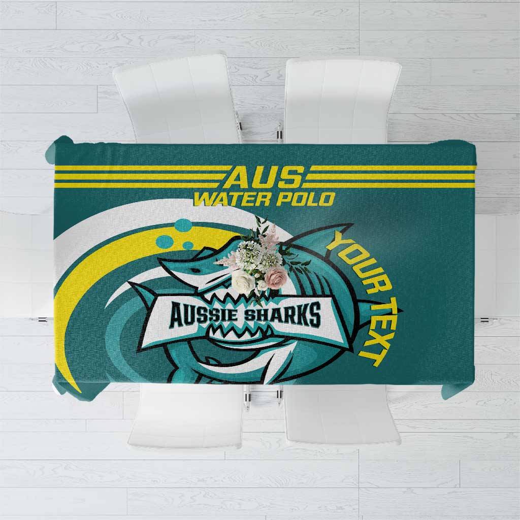 Custom Australia Water Polo 2024 Tablecloth Aussie Shark Sporty Version