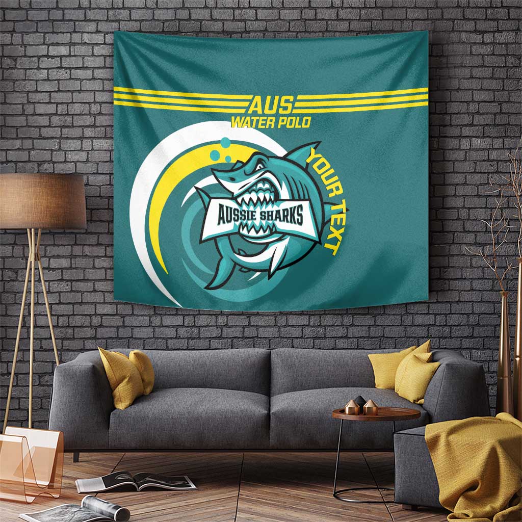 Custom Australia Water Polo 2024 Tapestry Aussie Shark Sporty Version