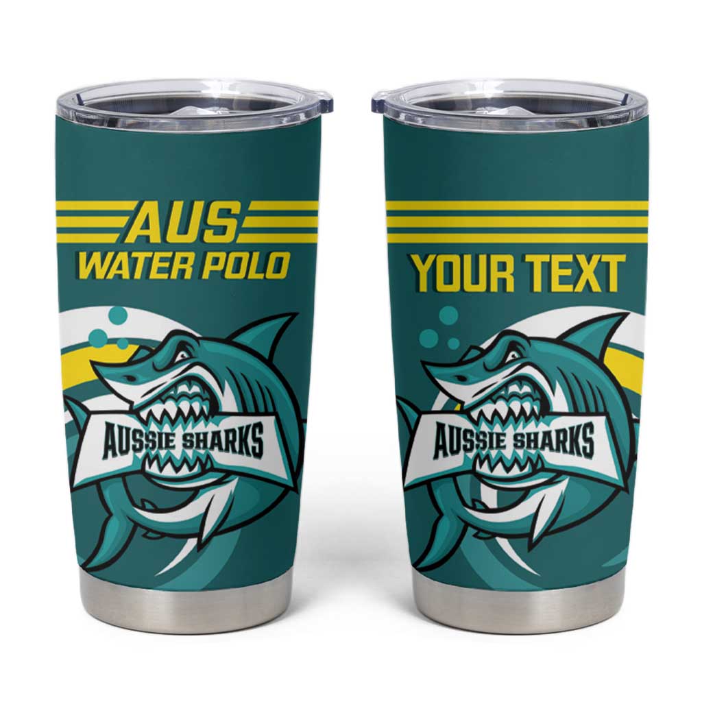 Personalised Australia Water Polo 2024 Tumbler Cup Aussie Shark Sporty Version