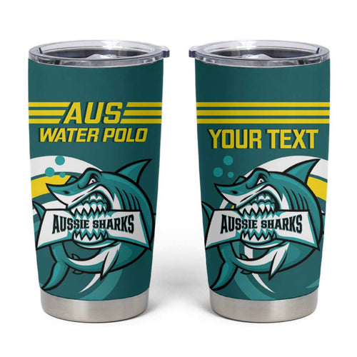 Personalised Australia Water Polo 2024 Tumbler Cup Aussie Shark Sporty Version