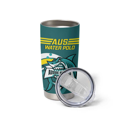 Personalised Australia Water Polo 2024 Tumbler Cup Aussie Shark Sporty Version