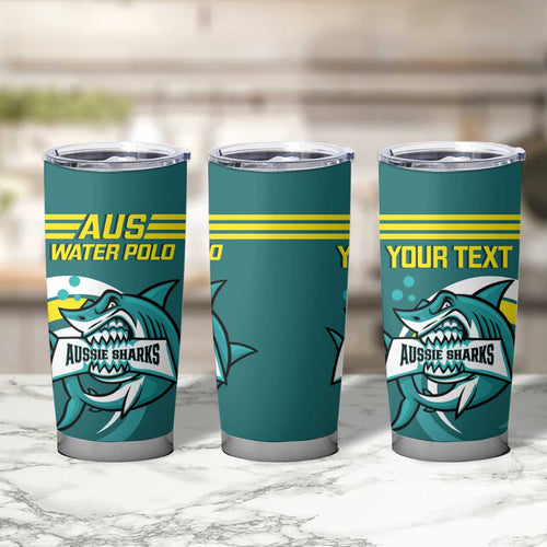 Personalised Australia Water Polo 2024 Tumbler Cup Aussie Shark Sporty Version