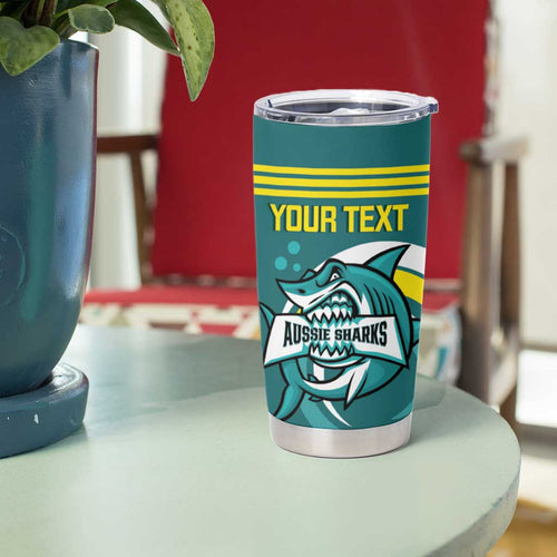 Personalised Australia Water Polo 2024 Tumbler Cup Aussie Shark Sporty Version