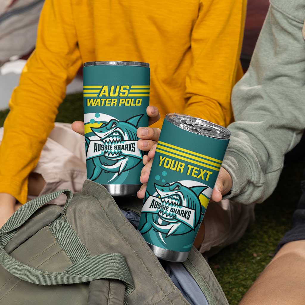 Personalised Australia Water Polo 2024 Tumbler Cup Aussie Shark Sporty Version