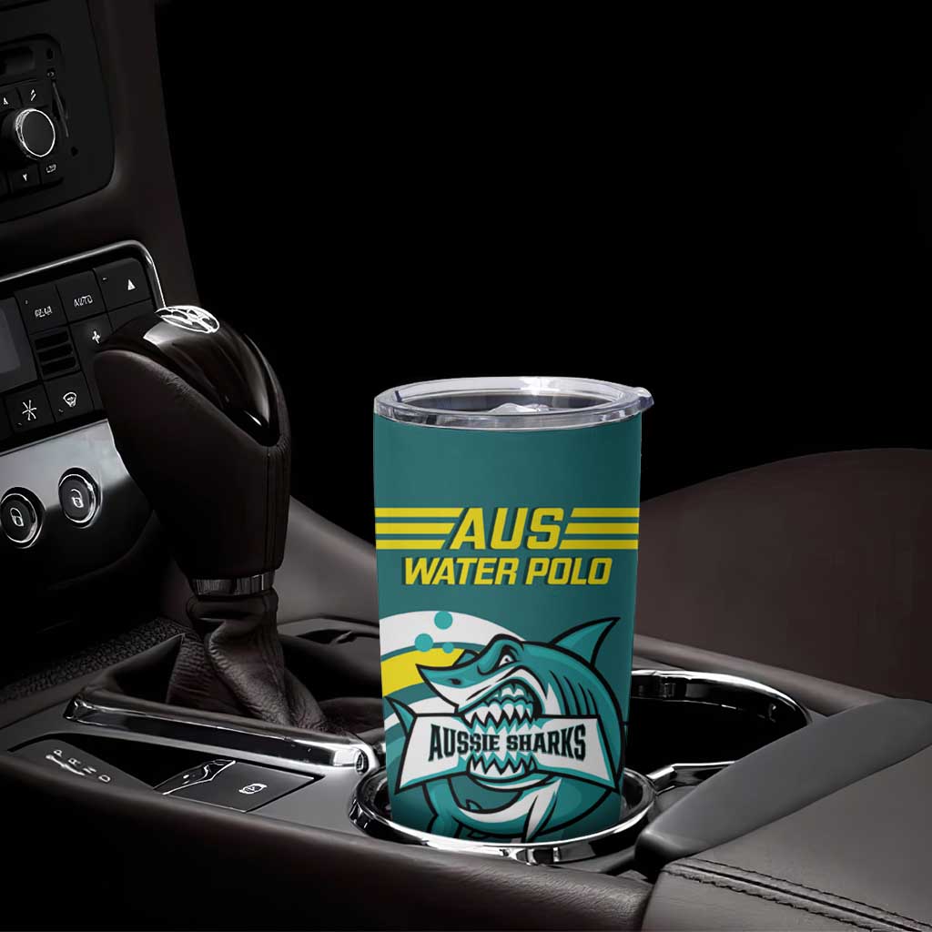 Personalised Australia Water Polo 2024 Tumbler Cup Aussie Shark Sporty Version