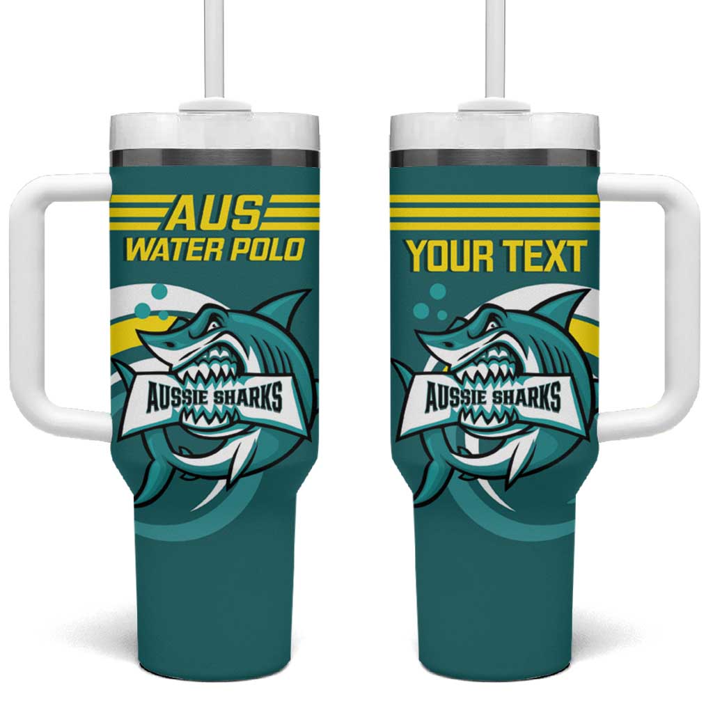 Personalised Australia Water Polo 2024 Tumbler With Handle Aussie Shark Sporty Version