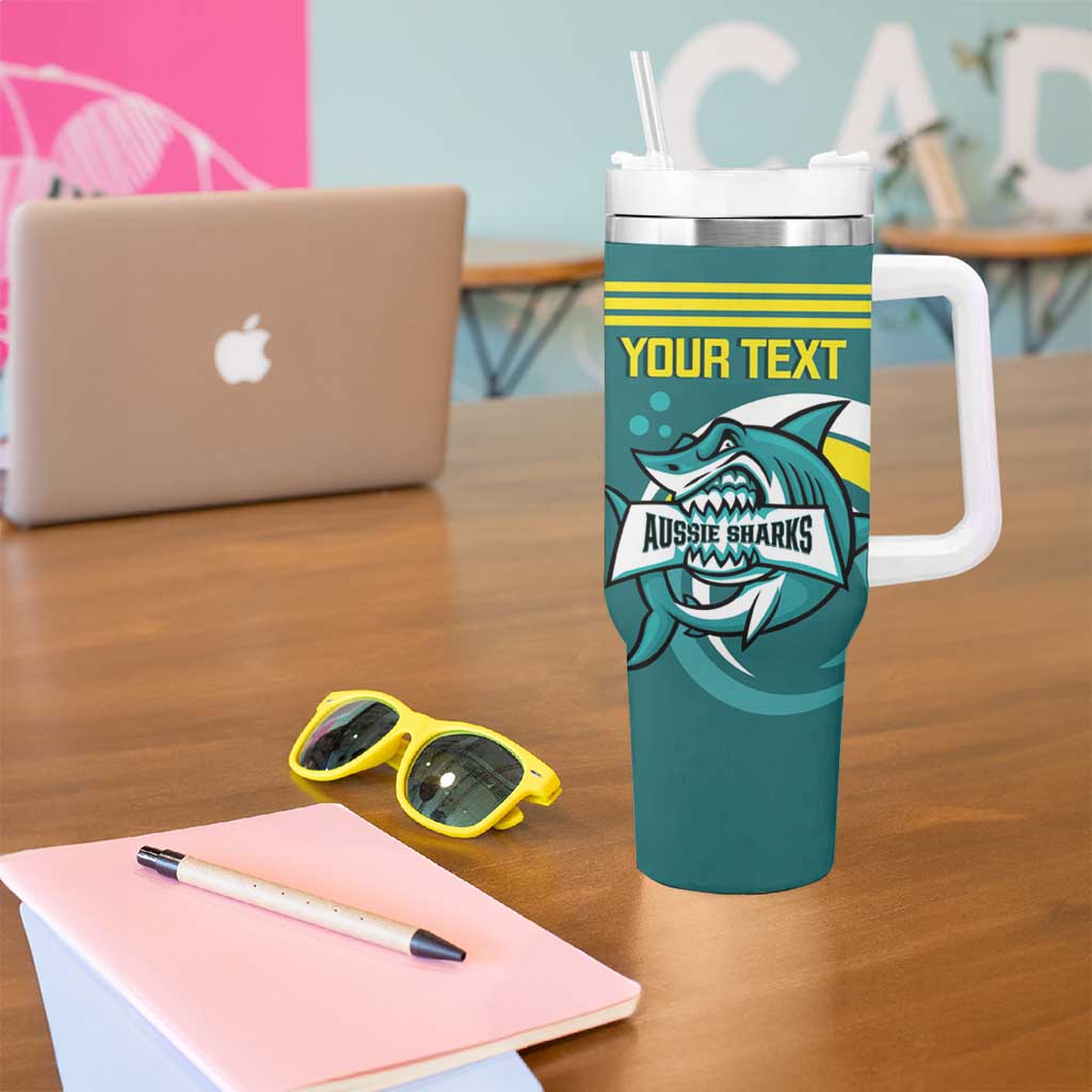 Personalised Australia Water Polo 2024 Tumbler With Handle Aussie Shark Sporty Version
