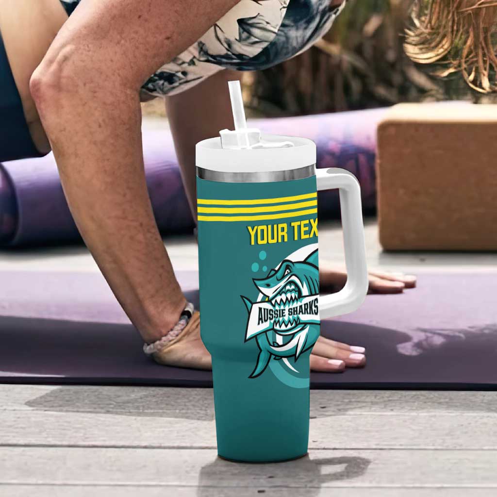 Personalised Australia Water Polo 2024 Tumbler With Handle Aussie Shark Sporty Version