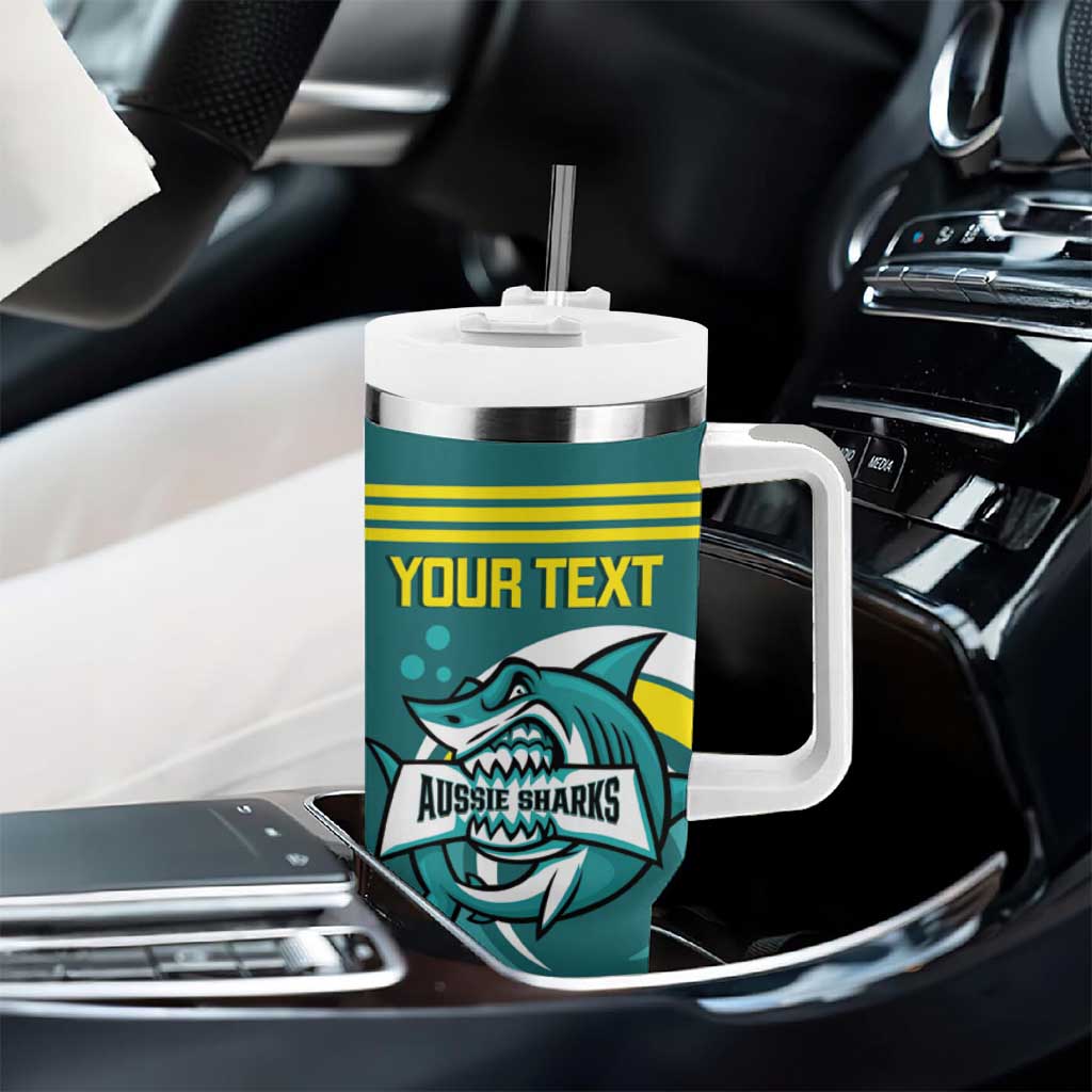 Personalised Australia Water Polo 2024 Tumbler With Handle Aussie Shark Sporty Version