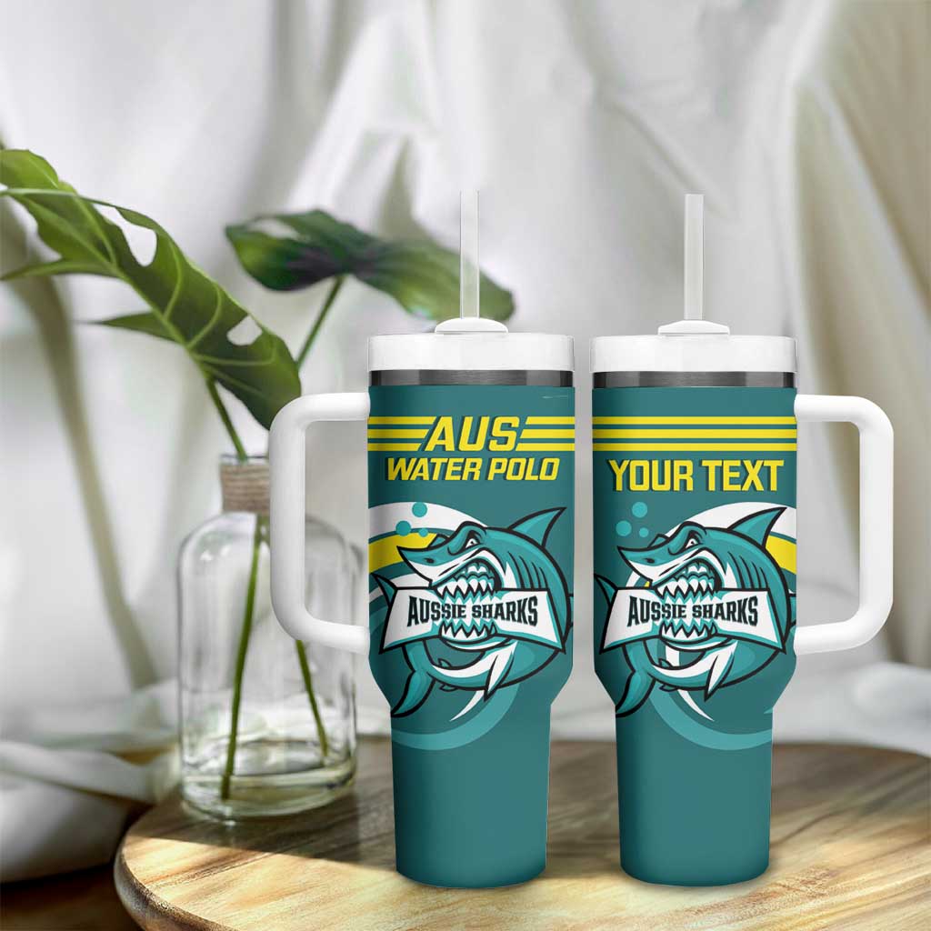 Personalised Australia Water Polo 2024 Tumbler With Handle Aussie Shark Sporty Version