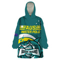 Custom Australia Water Polo 2024 Wearable Blanket Hoodie Aussie Shark Sporty Version