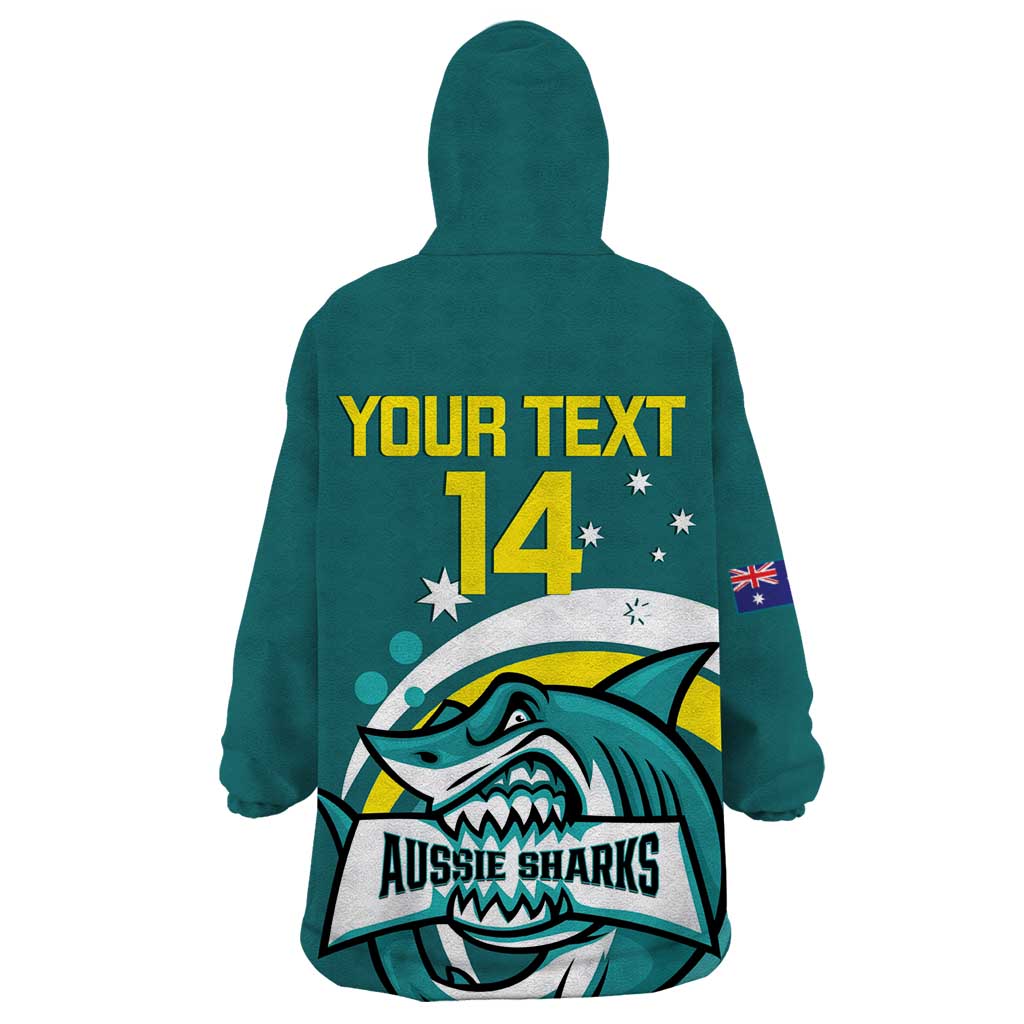 Custom Australia Water Polo 2024 Wearable Blanket Hoodie Aussie Shark Sporty Version