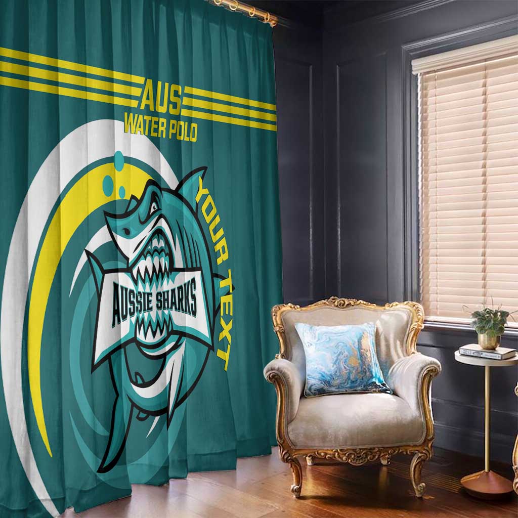 Custom Australia Water Polo 2024 Window Curtain Aussie Shark Sporty Version