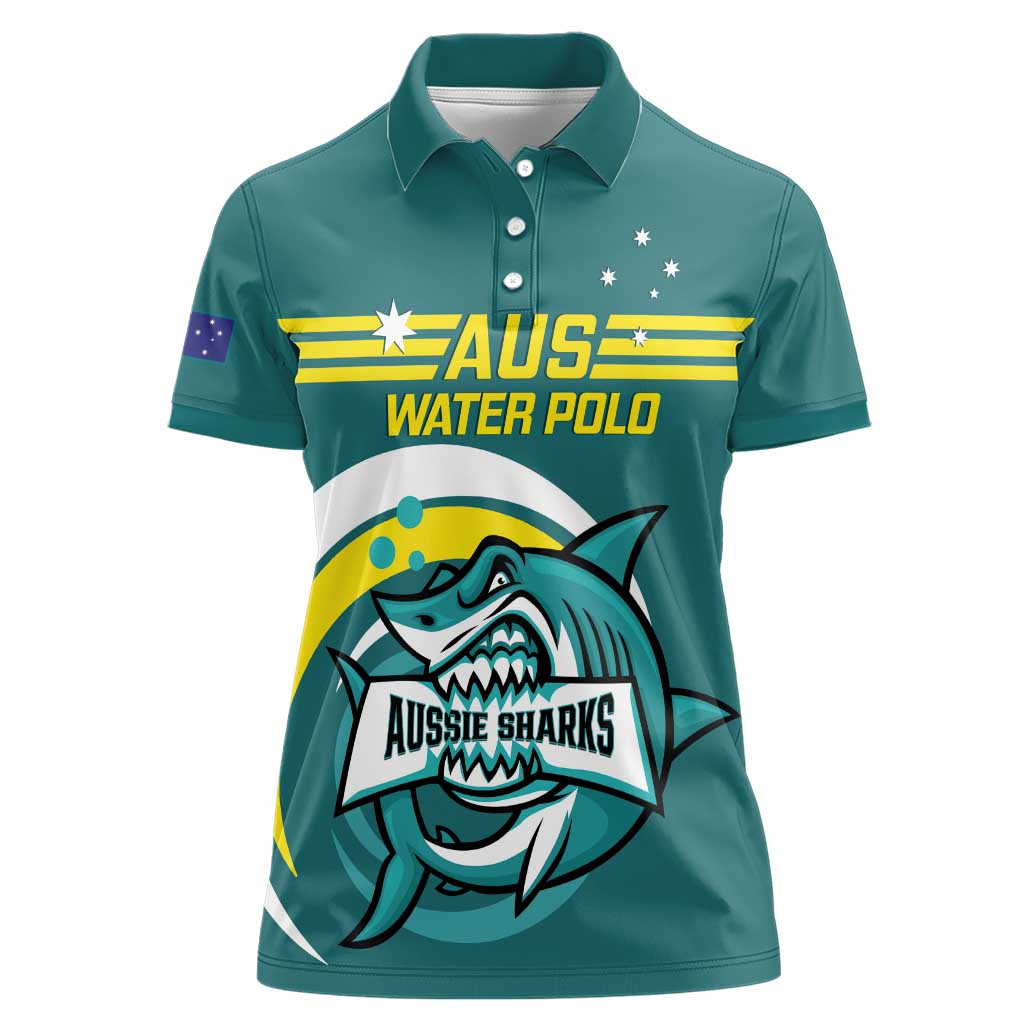 Custom Australia Water Polo 2024 Women Polo Shirt Aussie Shark Sporty Version
