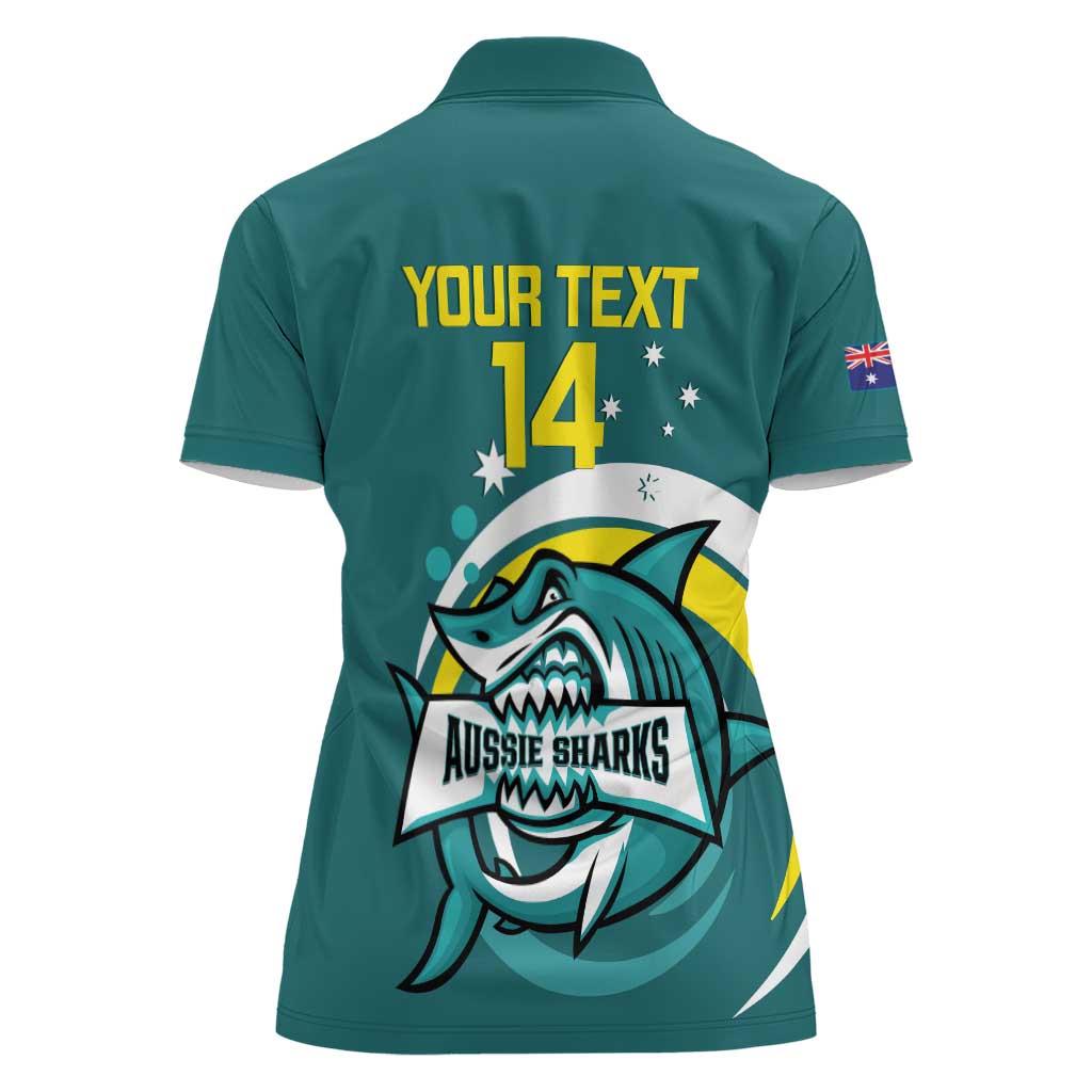 Custom Australia Water Polo 2024 Women Polo Shirt Aussie Shark Sporty Version