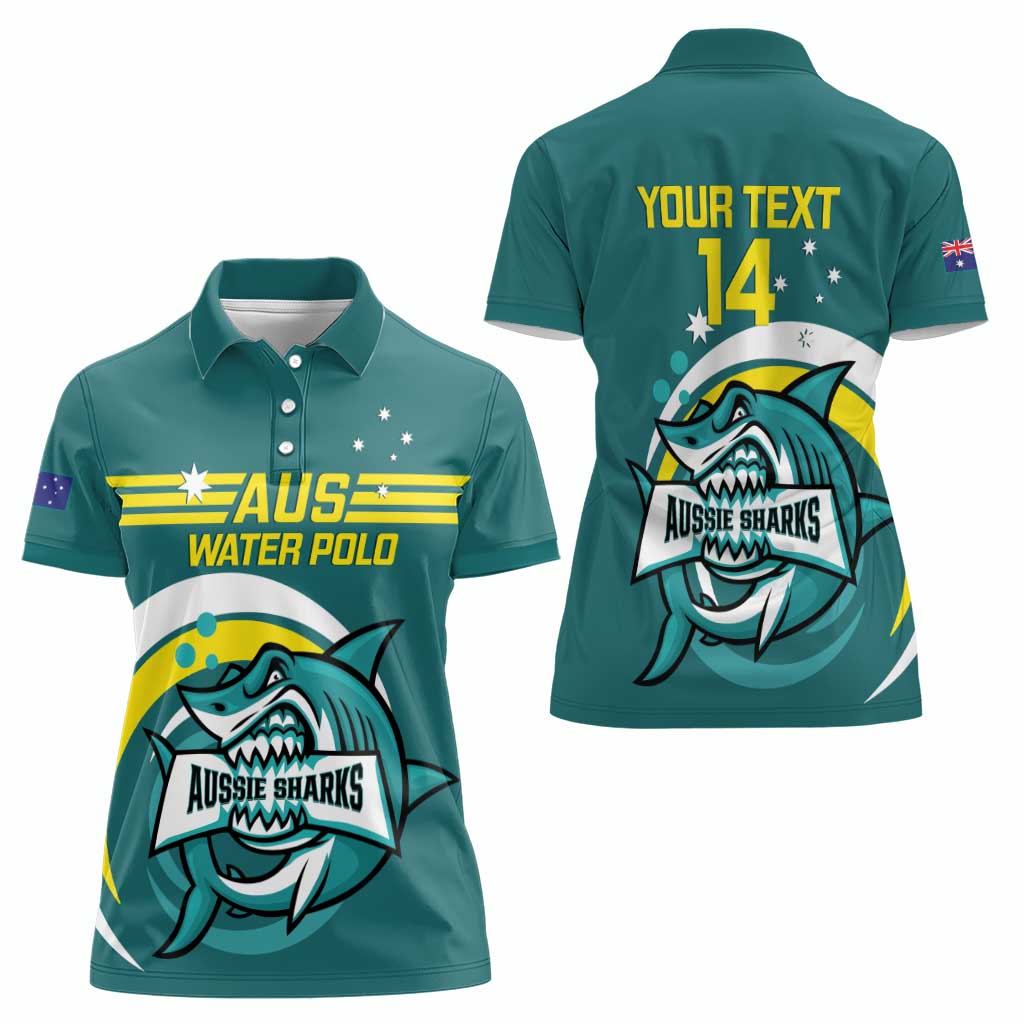 Custom Australia Water Polo 2024 Women Polo Shirt Aussie Shark Sporty Version