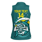 Custom Australia Water Polo 2024 Women Sleeveless Polo Shirt Aussie Shark Sporty Version
