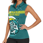 Custom Australia Water Polo 2024 Women Sleeveless Polo Shirt Aussie Shark Sporty Version
